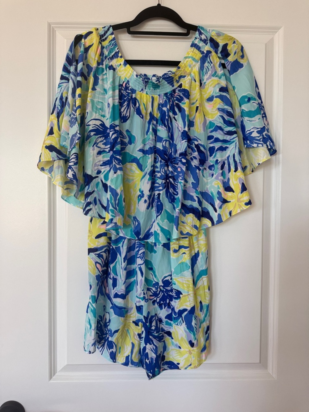 Lilly Pulitzer Mint, Navy & Yellow Floral Smocked Romper